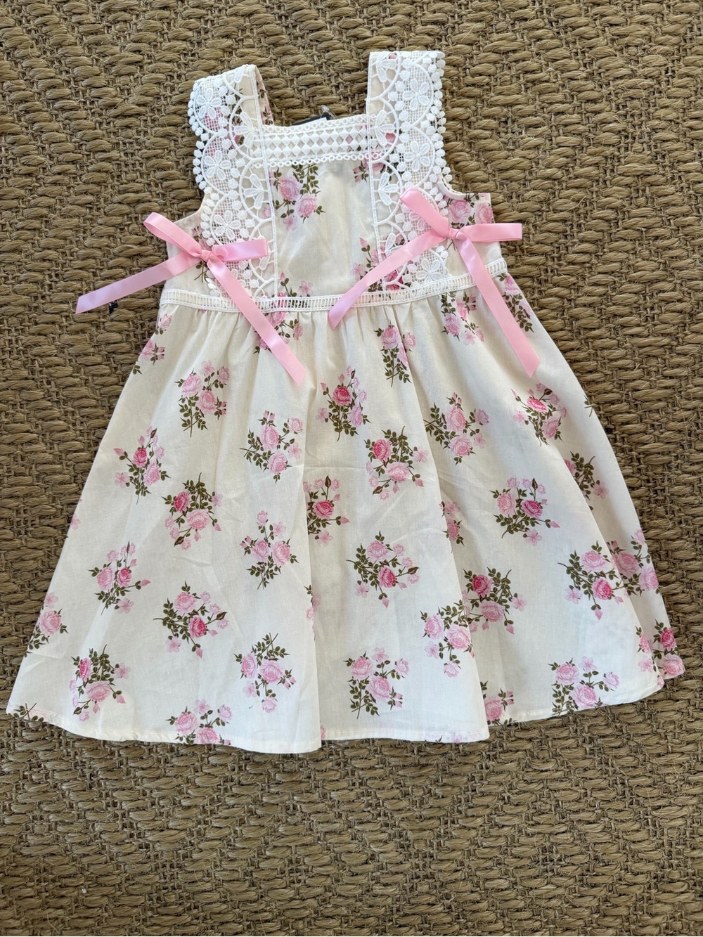 Rylee + Faith Girls' Pink Floral Lace-Trim Dress